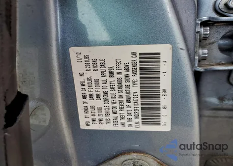 2012 Honda Accord Exl z USA, uszkodzony, nr VIN 1HGCP2F81CA072374